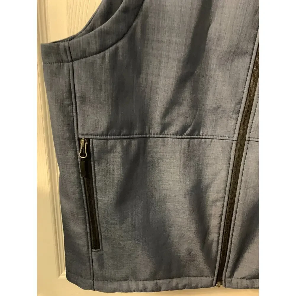 King Ranch Mens Field Vest Size XL Blue Workwear Western Fleece Lined Full Zip